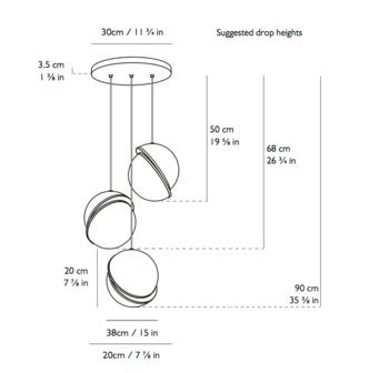 Mini Crescent Chandelier 3 pieces hanglamp Lee Broom 