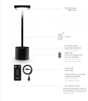 Liberty light batterij remote tafellamp Absolut Lighting