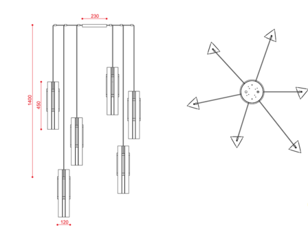 559.26 Excalibur Chandelier 6 hanglamp Tooy