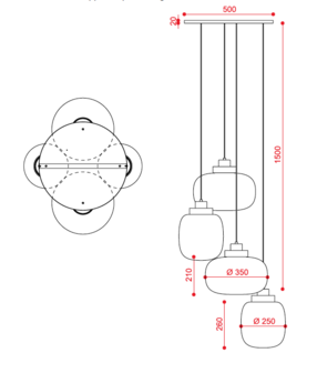 557.14 Legier Chandelier 4 Luci hanglamp Tooy