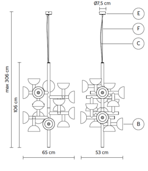 Sibilla 3N/B&nbsp;hanglamp Karman Italia 