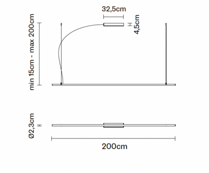 Freeline F44 200 cm hanglamp Fabbian