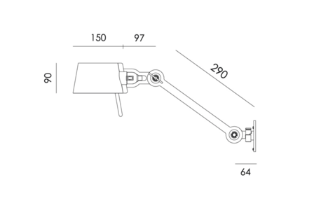 Bolt bed sidefit wandlamp Tonone