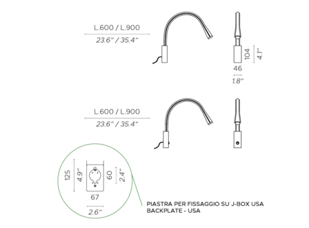 Flexiled AP L90 leer wandlamp Contardi