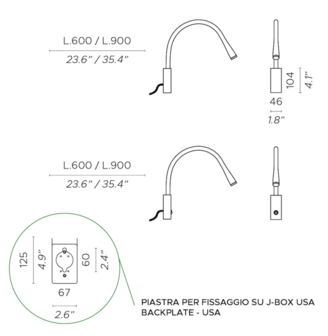 Flexiled AP L60 steel wandlamp Contardi