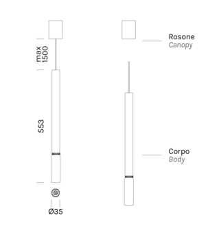 Beam Stick Glass H400 hanglamp Olev