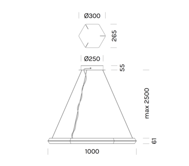 Exagon &Oslash;100 kabels naar plafondcup hanglamp Olev