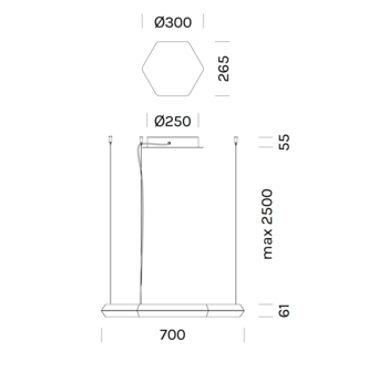 Exagon &Oslash;70 kabels naar plafond hanglamp Olev