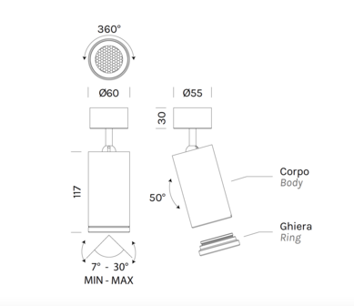 Beam Master &Oslash;60 Zummy opbouwspot  Olev