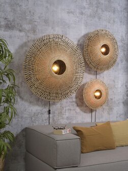 Kalimantan bamboo flat S black/natural wandlamp Good &amp; Mojo 