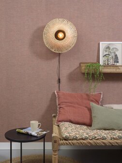 Kalimantan bamboo flat S black/natural wandlamp Good &amp; Mojo 