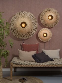 Kalimantan bamboo flat S black/natural wandlamp Good &amp; Mojo 