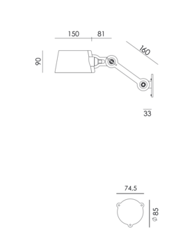 Bolt wall sidefit small wandlamp Tonone