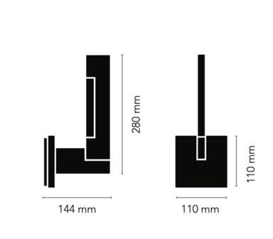 Inlay W1 linear black/gold wandlamp Light Point