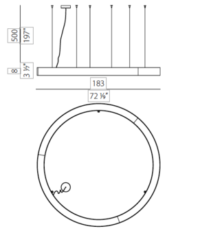 Silver ring 180 cm hanglamp Panzeri