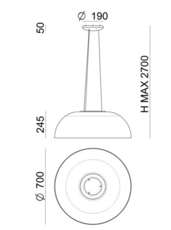 Dem&igrave;  &Oslash; 70 cm hanglamp Stilnovo