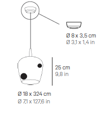 Bilia &Oslash; 18&nbsp;cm 230V Pendant Black hanglamp Zafferano 