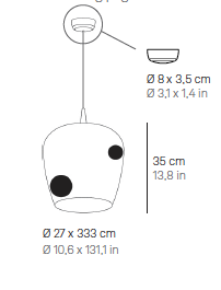 Bilia &Oslash; 27&nbsp;cm 230V Pendant Black hanglamp Zafferano 