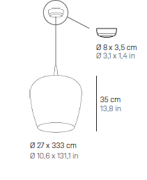 Bilia nude &Oslash; 27&nbsp;cm 230V Pendant Black hanglamp Zafferano 
