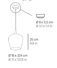 Bilia nude &Oslash; 27&nbsp;cm 230V Pendant White hanglamp Zafferano 