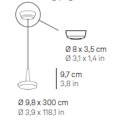 Baby 230V Pendant Black hanglamp Zafferano 