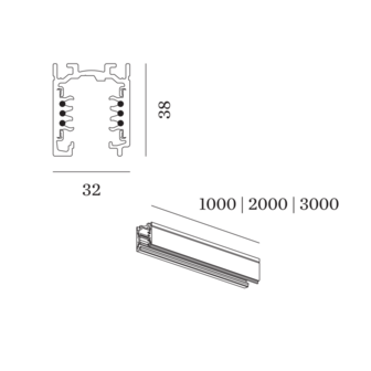 Track 3-fase surface 3 meter rail Wever &amp; Ducre 