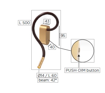 Scar-leather 1FD built-up wandlamp Trizo21