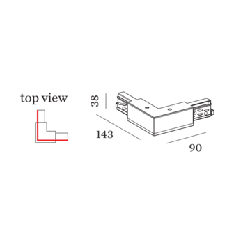Track 3-fase L-Connector 2.0 rechts Wever &amp; Ducre 