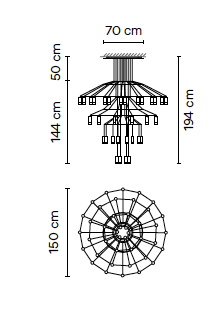 Wireflow Chandelier 0377 hanglamp Vibia 