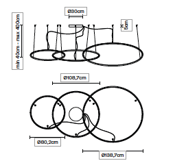 Olympic set van 3 ringen F45 hanglamp Fabbian 