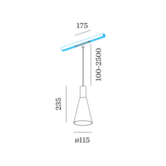 Odrey 1.5 led on strex rail hanglamp Wever &amp; Ducre 