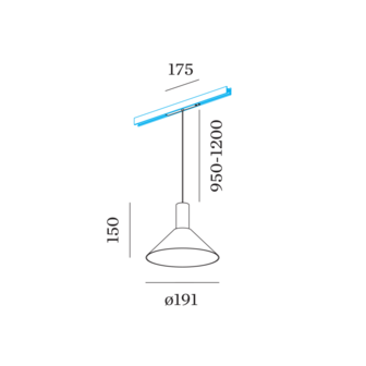 Odrey 1.6 led on strex rail hanglamp Wever &amp; Ducre 