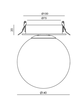 Ball T0320/14 semi recessed inbouwspot Aromas&nbsp;