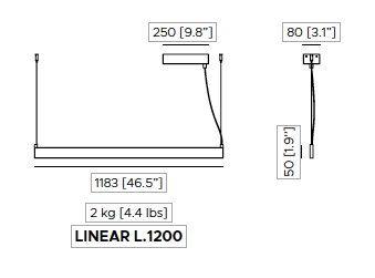 Fly suspension linear 120 cm hanglamp Contardi