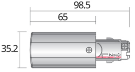 Powergear aansluitvoeding links 3-fase rail