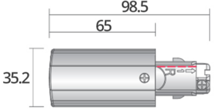 Powergear aansluitvoeding rechts 3-fase rail