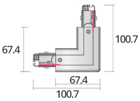 Powergear verstelbaar hoekstuk 3-fase rail