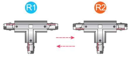 Powergear verstelbaar t-stuk rechts 3-fase rail