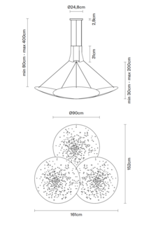 Lens &Oslash; 90 cm 3 lenzen hanglamp Fabbian 