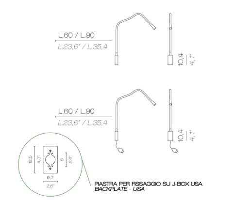 Flexiled AP L90 steel wandlamp Contardi