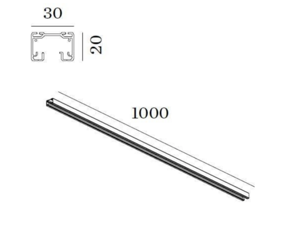 Track 1-fase surface 1 meter rail Wever & Ducre 