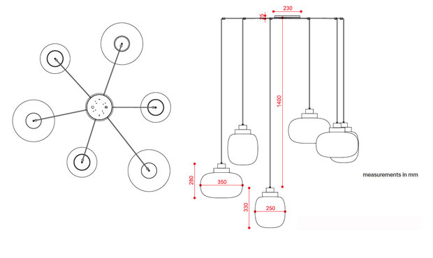 557.26 Legier Chandelier 6 Luci hanglamp Tooy