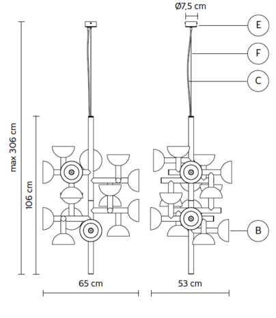 Sibilla 3N/B hanglamp Karman Italia 