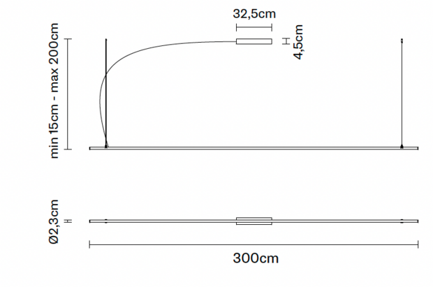 Freeline F44 300 cm hanglamp Fabbian