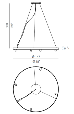 Arena 150 cm hanglamp Panzeri