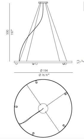 Arena 200 cm hanglamp Panzeri