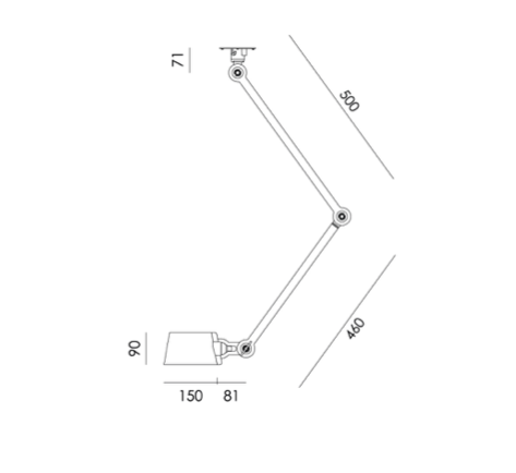 Bolt 2 arm ceiling sidefit plafondlamp Tonone 