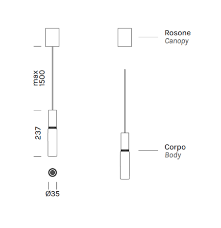 Beam Stick Glass H80 hanglamp Olev