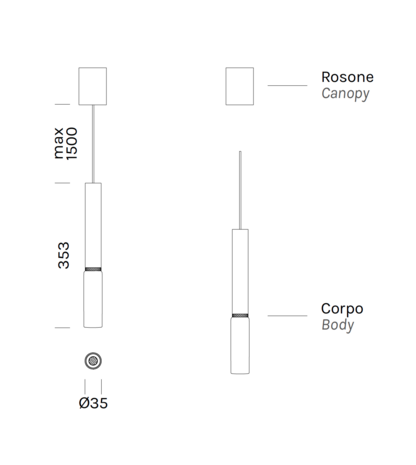 Beam Stick Glass H200 hanglamp Olev