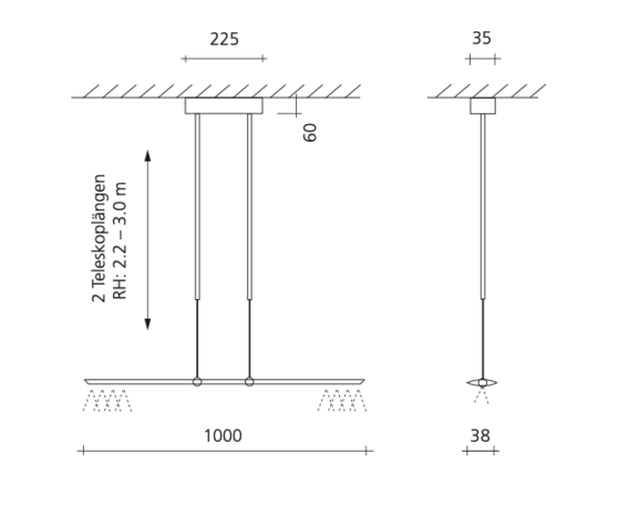 LET D 100 standaard hanglamp Baltensweiler